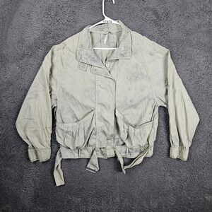 Free People Women's Jacket M Military Safari Oversized Belted‎ Utility Coat